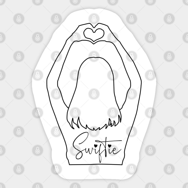 Swiftie Heart Hands - Black Sticker by SwiftLyrics